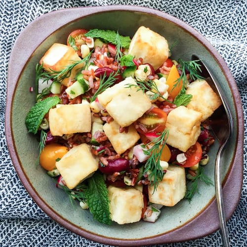 Red Rice Salad With Crispy Tofu Red Rice Salad With Crispy Tofu