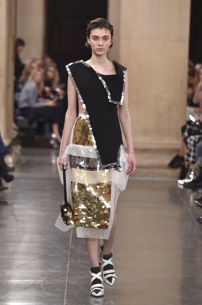 We appreciate FKA's ability to transform avant-garde pieces into modern red carpet outfits, and we think she'd do a nice job with this paillette-finished set that walked the Fall 2017 Christopher Kane runway.