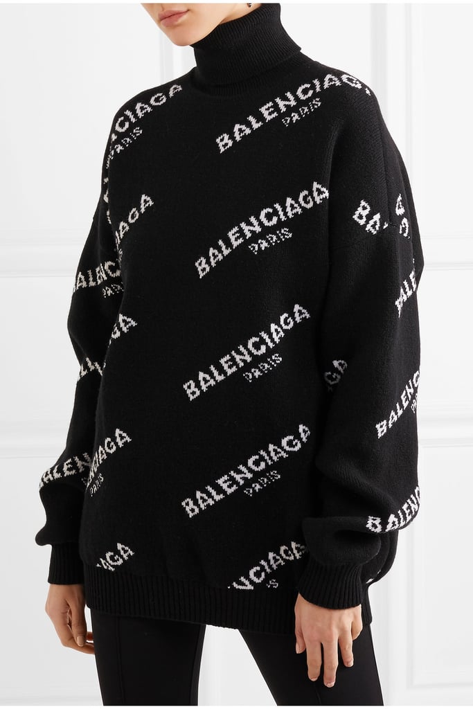 Balenciaga Oversized Intarsia Wool-Blend Turtleneck Sweater | Best ...