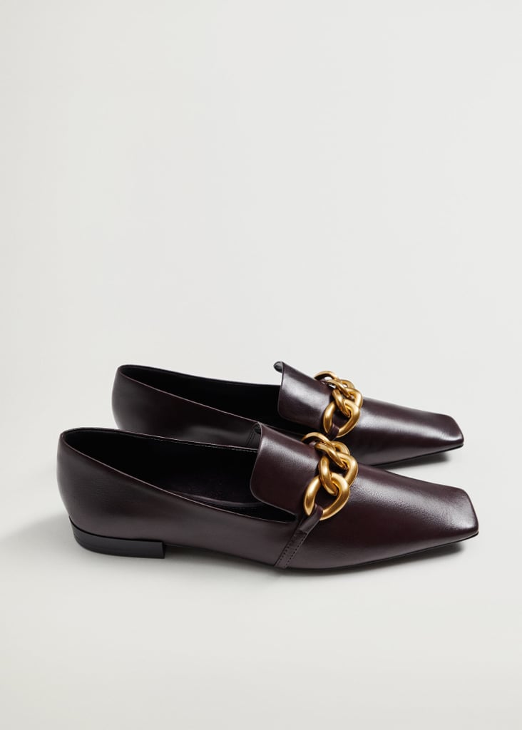 Mango Chain Leather Loafers