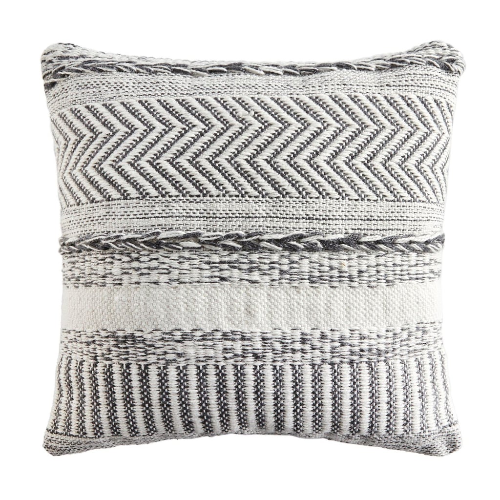 Farmhouse Stripe Square Mineral Blue Pillow