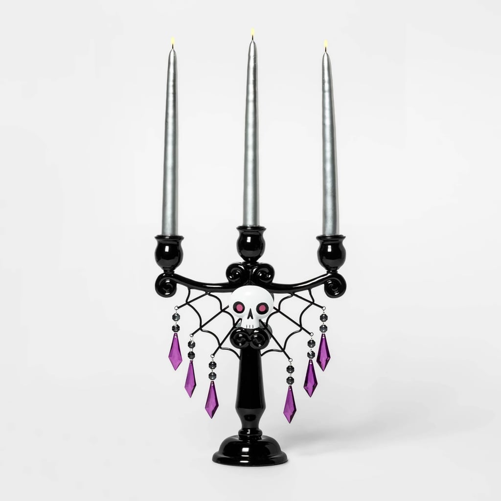 Skull and Jewel Ceramic Halloween Candelabra