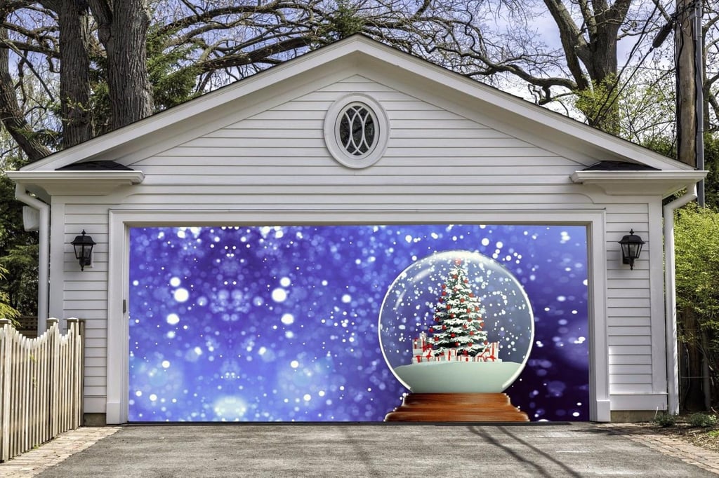 Christmas Snow Globe Garage Banner