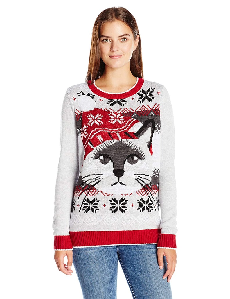 Ugly Christmas Sweater Women's Light-up Cat Face