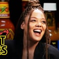 Tessa Thompson Fights Back Tears From Spicy Wings While Discussing "Thor" on "Hot Ones"