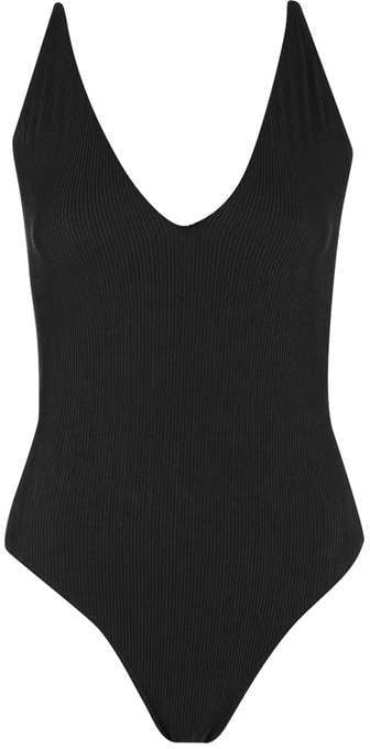 Topshop Black Ribbed Swimsuit