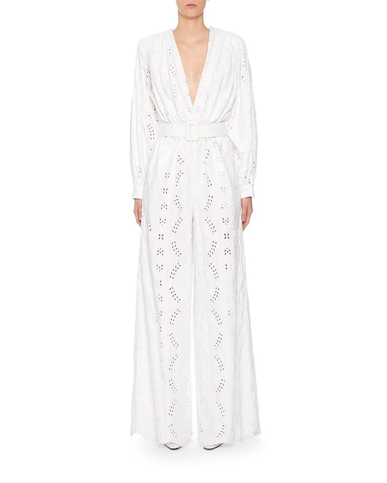 Off-White 80s Sangallo Lace Plunge-Neck Jumpsuit