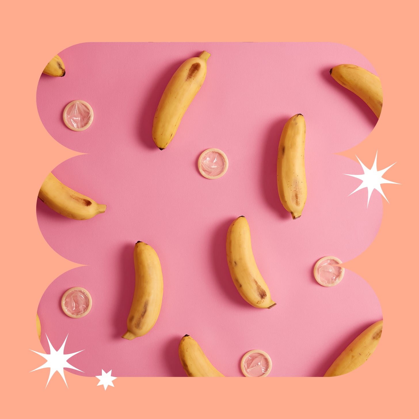 bananas and condoms on a pink background to represent why condoms might break