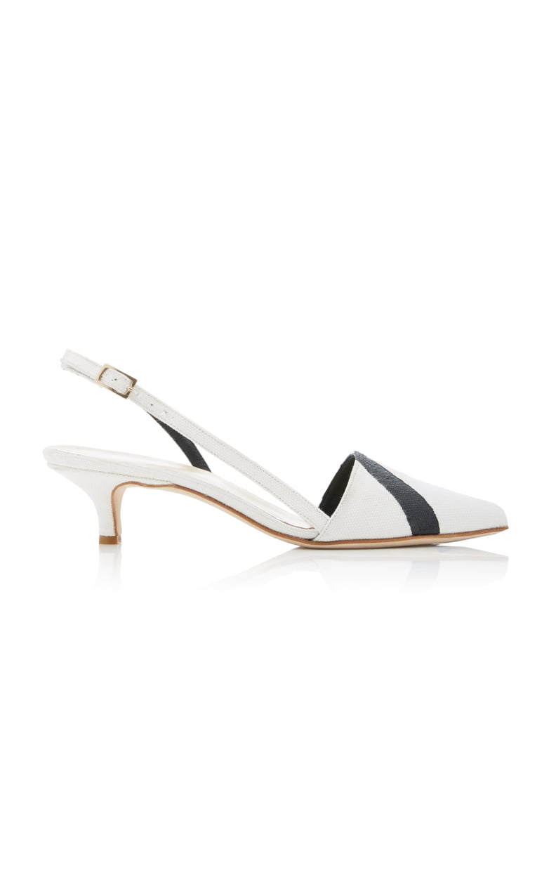 Tibi Simon Striped Kitten Heel Slingback