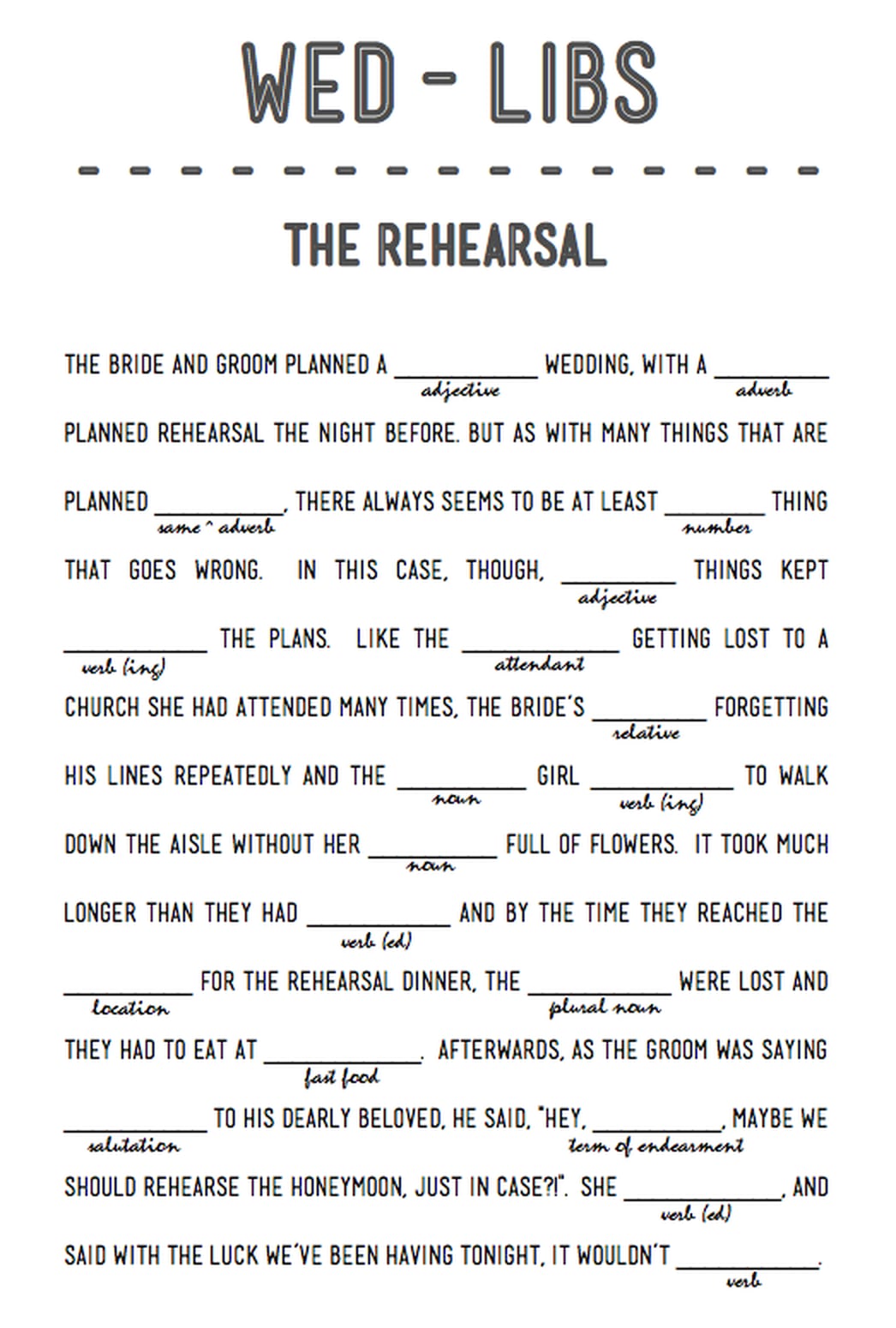 Free Printable Wedding Mad Libs | PS Smart Living