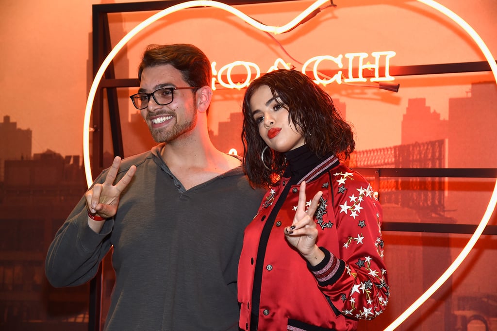 Selena Gomez Wearing Red Coach Varsity Jacket