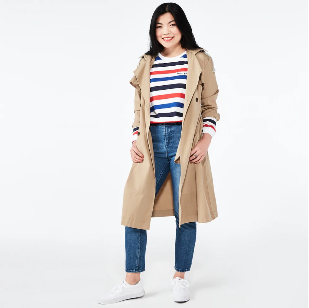 POPSUGAR Hooded Chambray Trench Coat