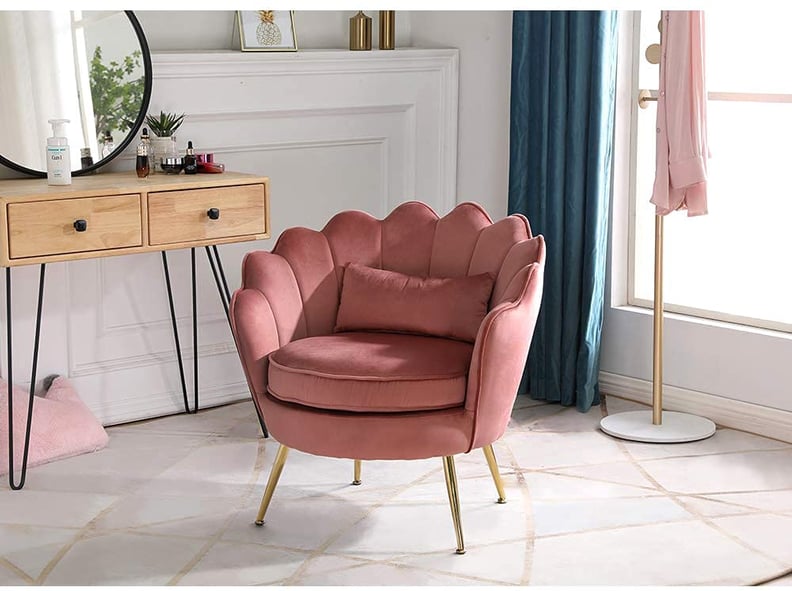 For Your Vanity Mirror: WQSLHX Velvet Chair with Lumbar Pillow