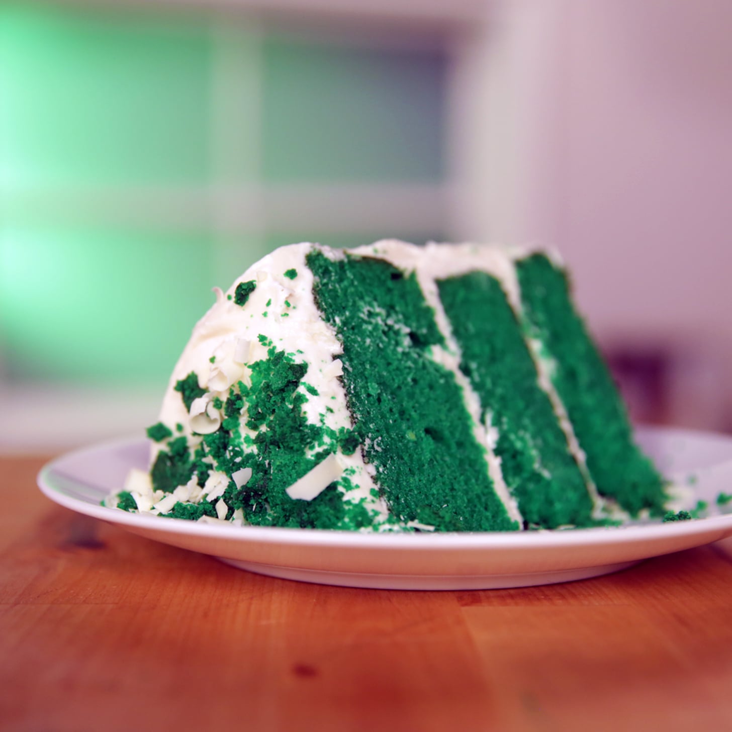 Homemade green velvet cake with rainbow buttercream frosting on Vimeo