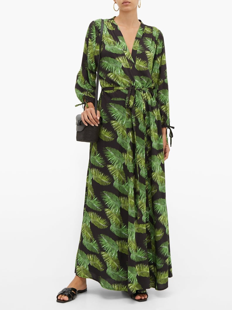 Melissa Odabash Margo Palm-Print Tie-Cuff Dress