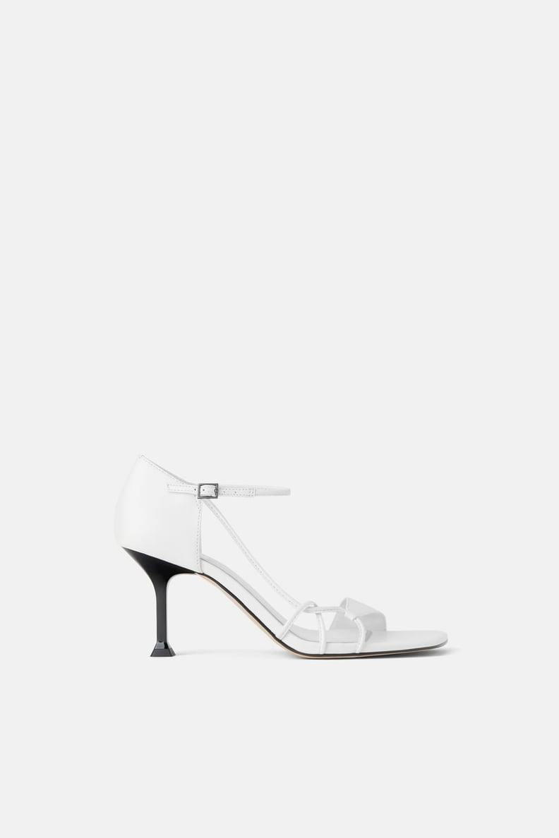 Zara Heeled Leather Sandals With Heel Detail