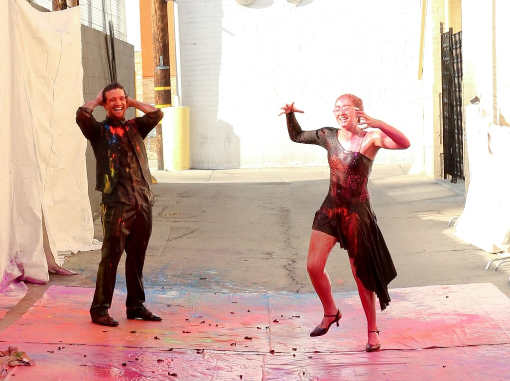 Willow Shields and Mark Ballas had a blast during their paint balloon fight in the midst of Dancing With the Stars rehearsals in LA on Friday.
