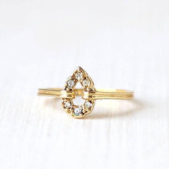 Gold Crystal Teardrop Engagement Ring ($14)