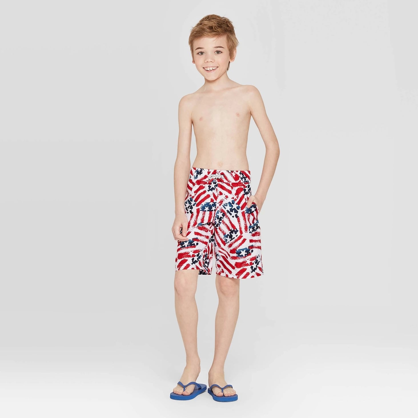 boy wearing swimming trunks