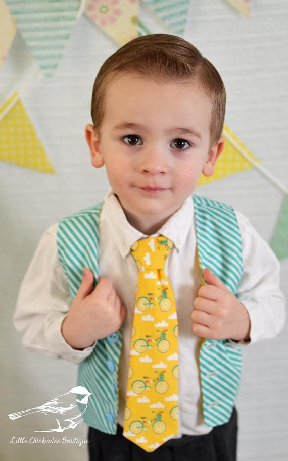 Blue-and-Yellow Vest Set For Boys