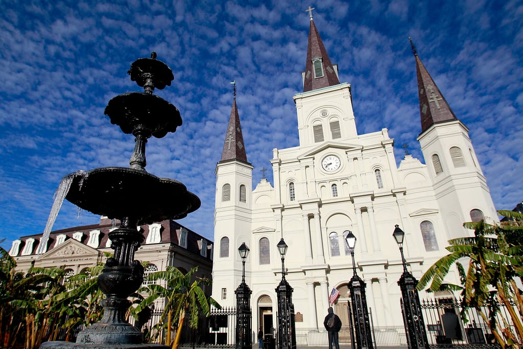 Alongside a row of palm trees, ice formed along a fountain in New Orleans, LA, where temperatures dipped below freezing.