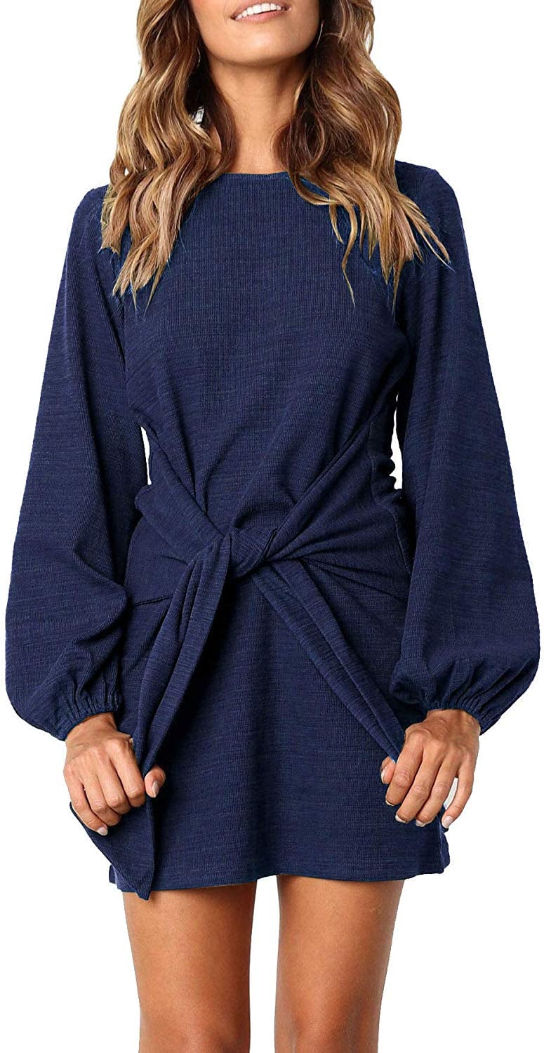 R.Vivimos Cotton Long-Sleeve Tie-Waist Sweater Dress