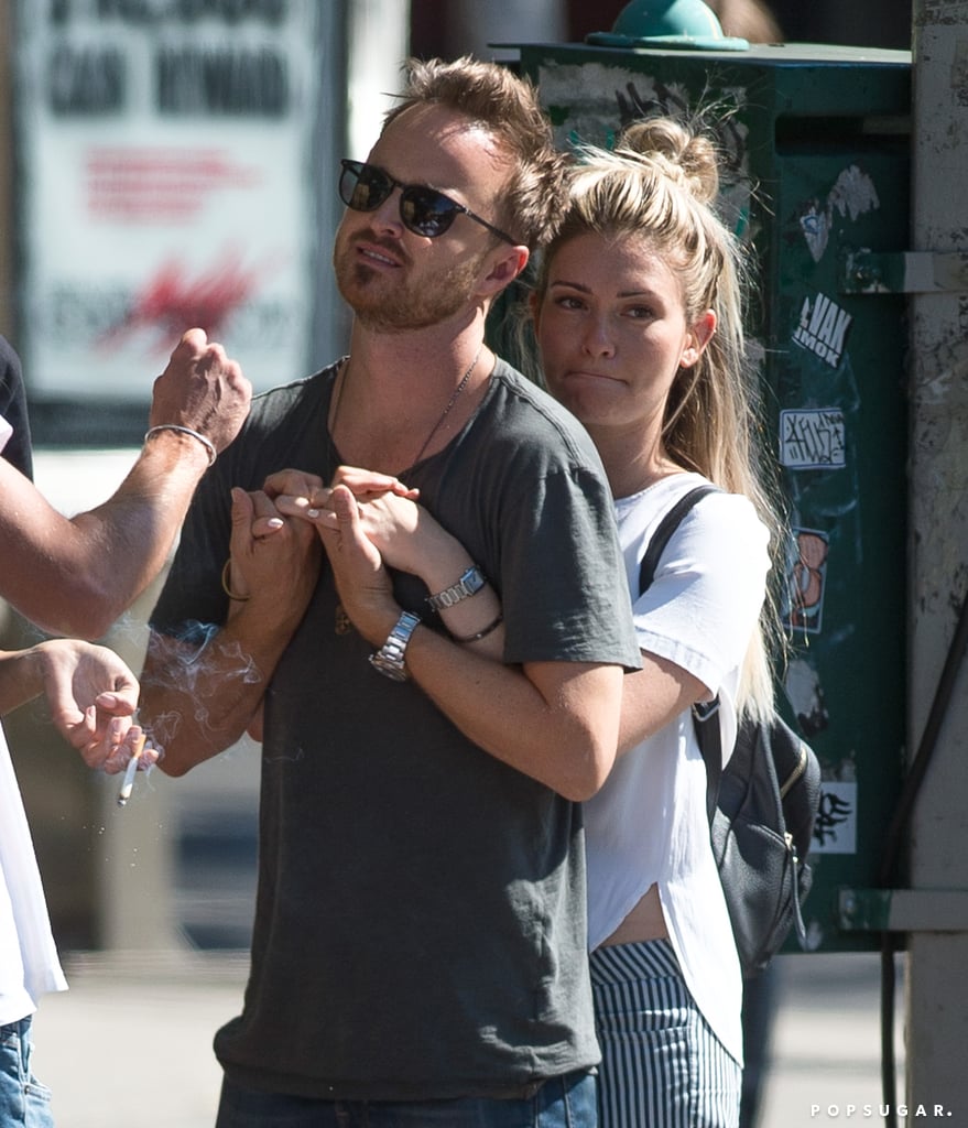 Aaron Paul and Lauren Parsekian Kissing in NYC August 2016