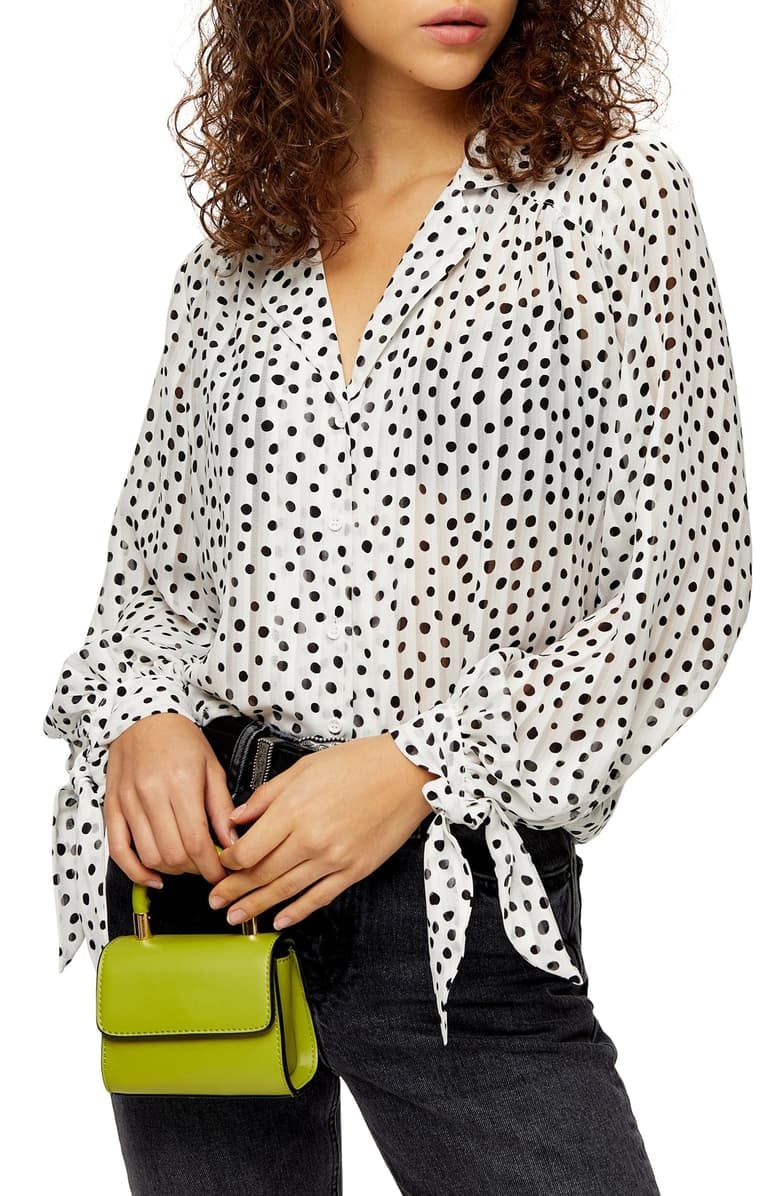 Topshop Stripe & Spot Blouse