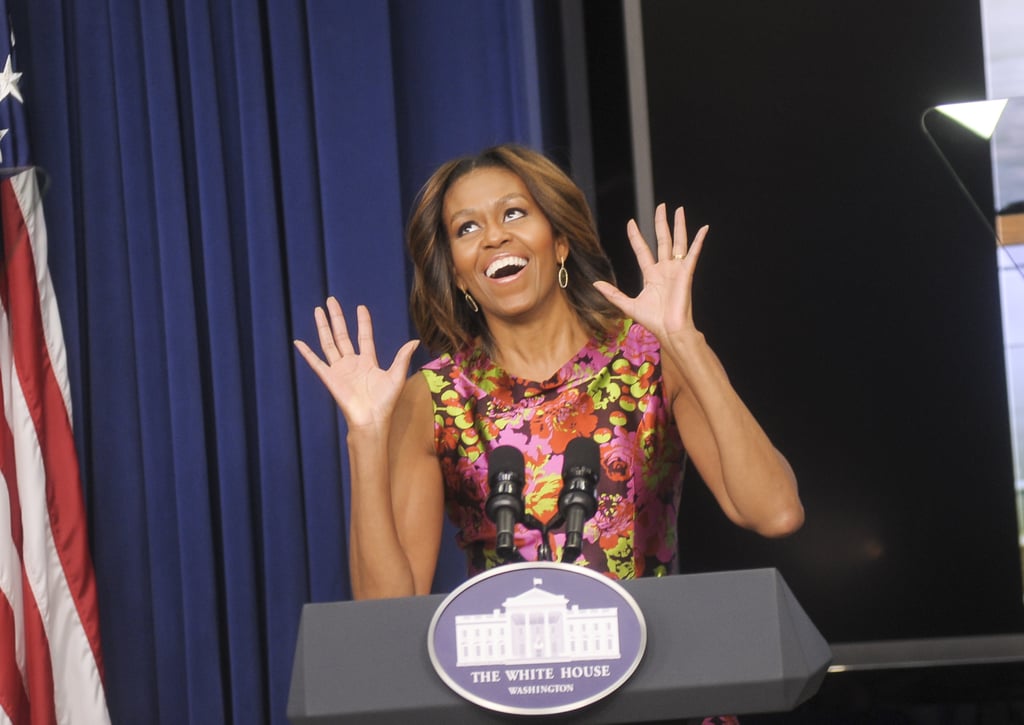 First Lady Michelle Obama got animated while delivering remarks at the event.