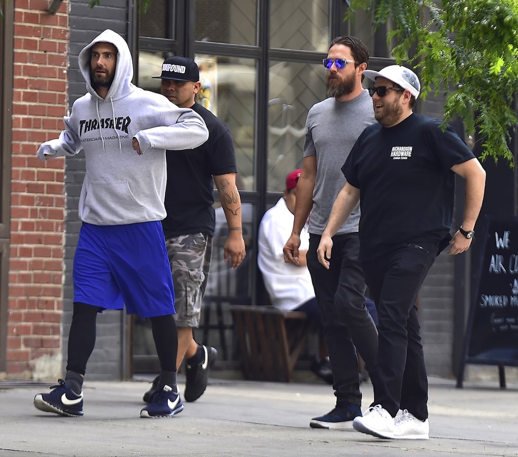 Jonah Hill and Adam Levine in NYC July 2016