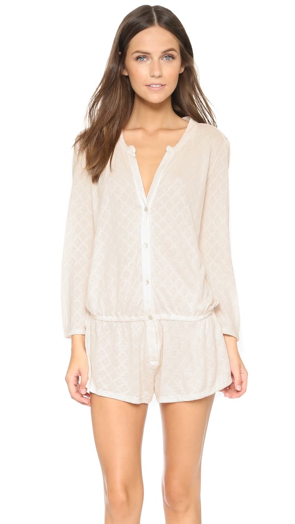 Just because Winter means you're lounging at home more, doesn't mean you can't feel cute. Snuggle up in this Eberjey Earl Pajama Romper ($97) and plan to Netflix and chill in style.
— HM