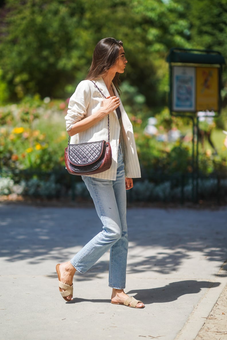 Wear Espadrille Slides With Light-Wash Jeans For a Summer-Friendly Look