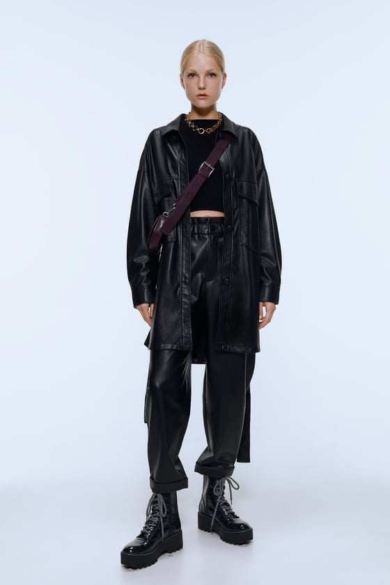 Zara Faux Leather Tapered Pants