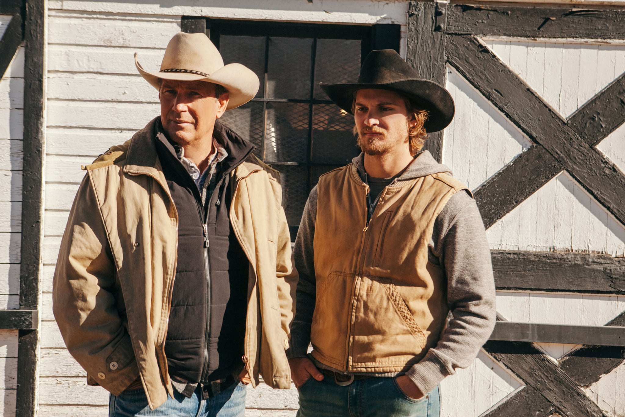YELLOWSTONE, from left: Kevin Costner, Luke Grimes, 'Coming Home', (Season 1, ep. 105, aired July 25, 2018). photo: Emerson Miller / Paramount Network / Courtesy: Everett Collection