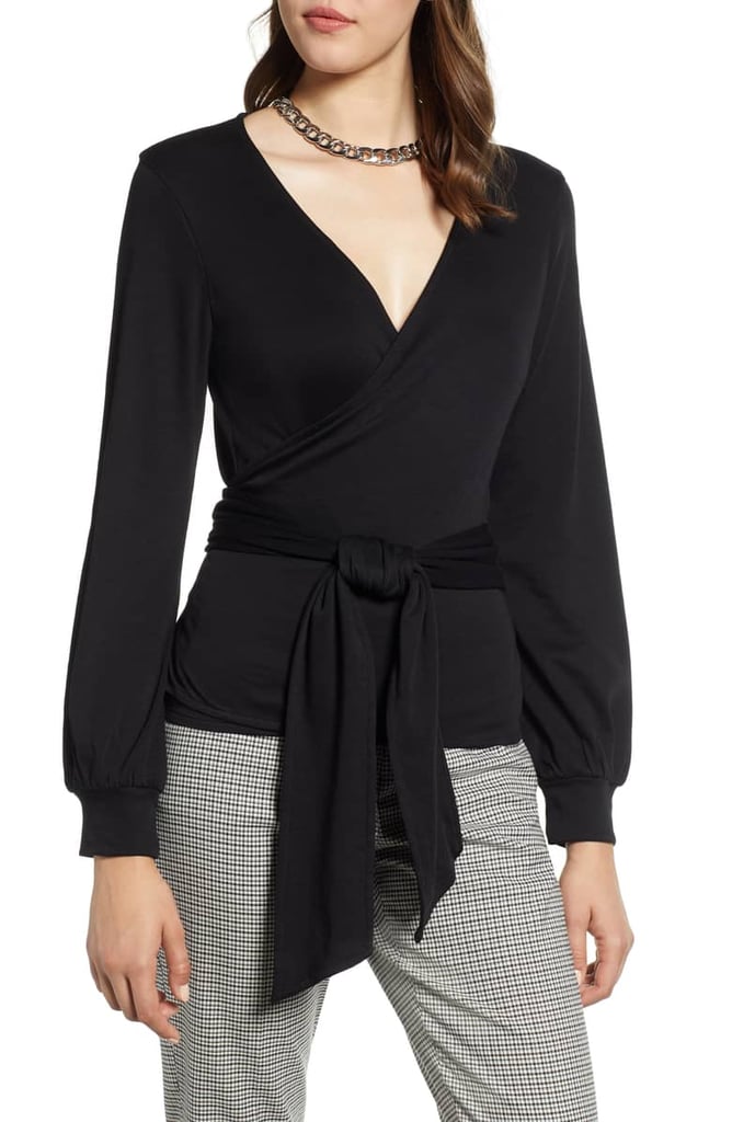 Halogen Tie Front Faux Wrap Top