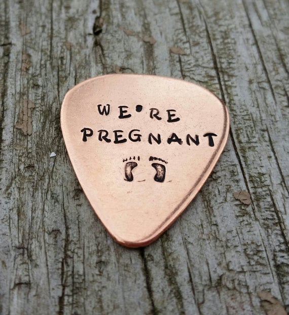 We're Pregnant Copper Guitar Pick | Pregnancy Announcement ...