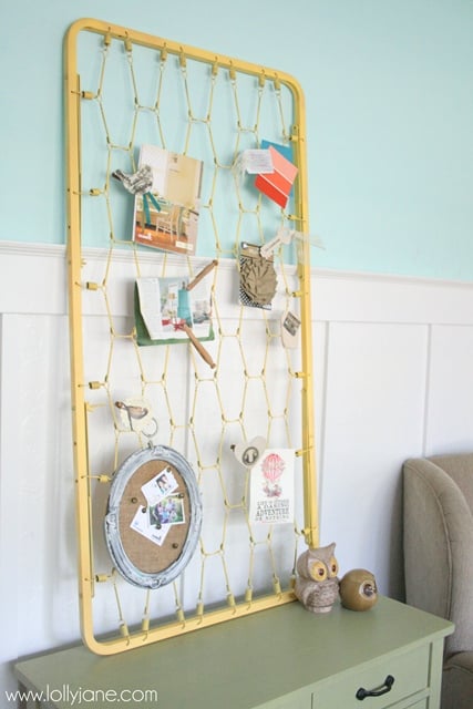 Upcycle Your Crib Mattress Frame Into a Shabby-Chic Bulletin Board