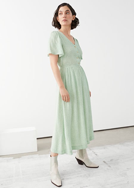 & Other Stories Gathered Flutter Sleeve Maxi Dress