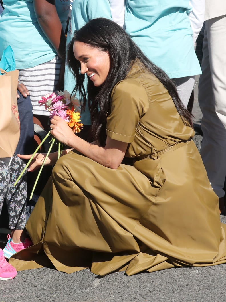 Meghan Markle Wearing a Green Maxi Dress