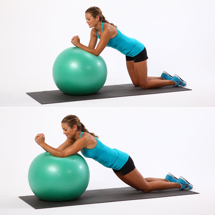 How To Do The Kneeling Ball Roll Out Ab Exercise Popsugar Fitness 