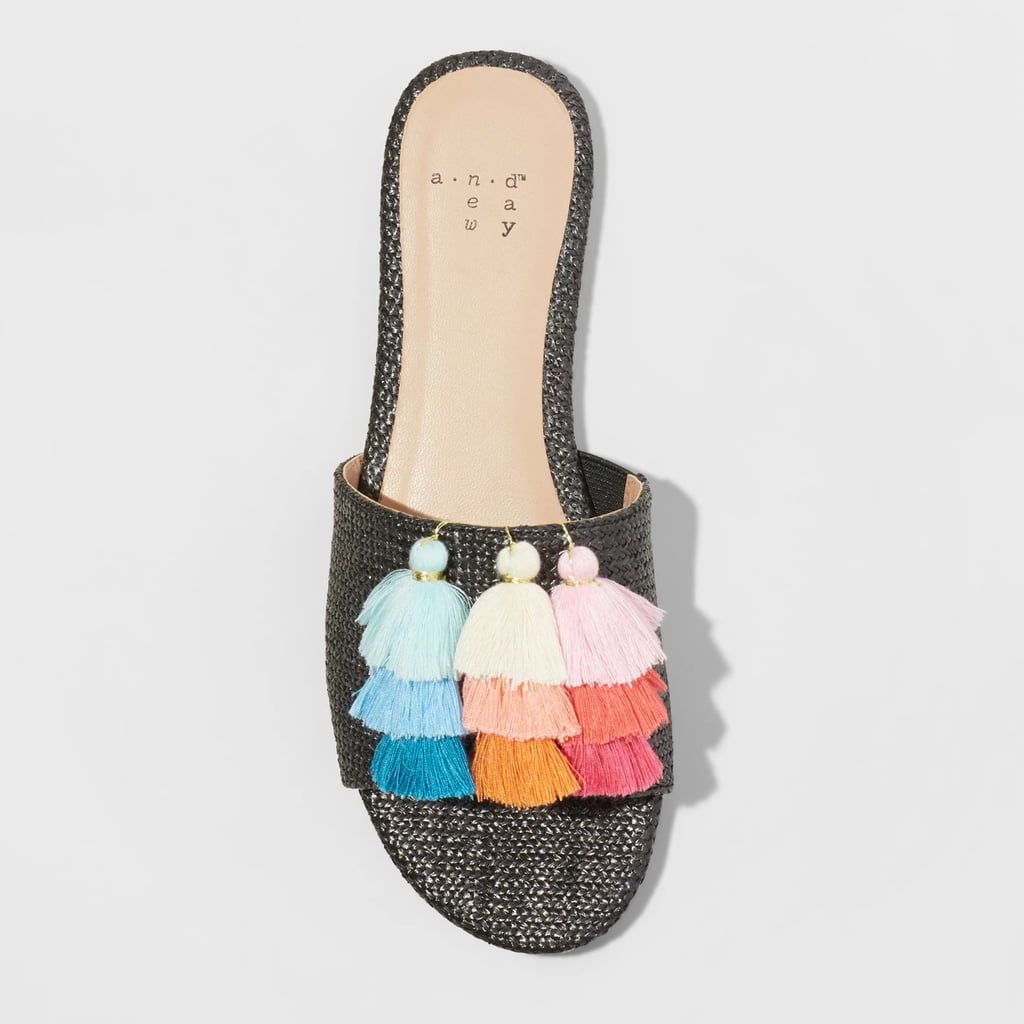 Ayana Raffia Tassel Slide Sandals