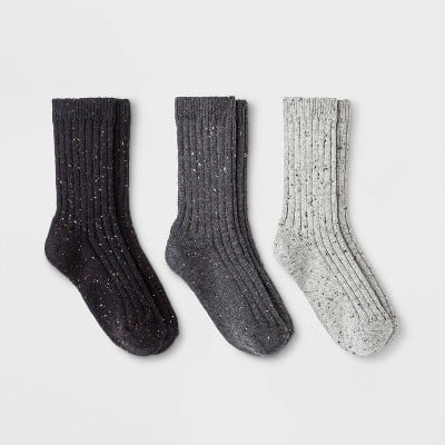 Universal Thread Women's Fine Ribbed Nep 3pk Crew Socks