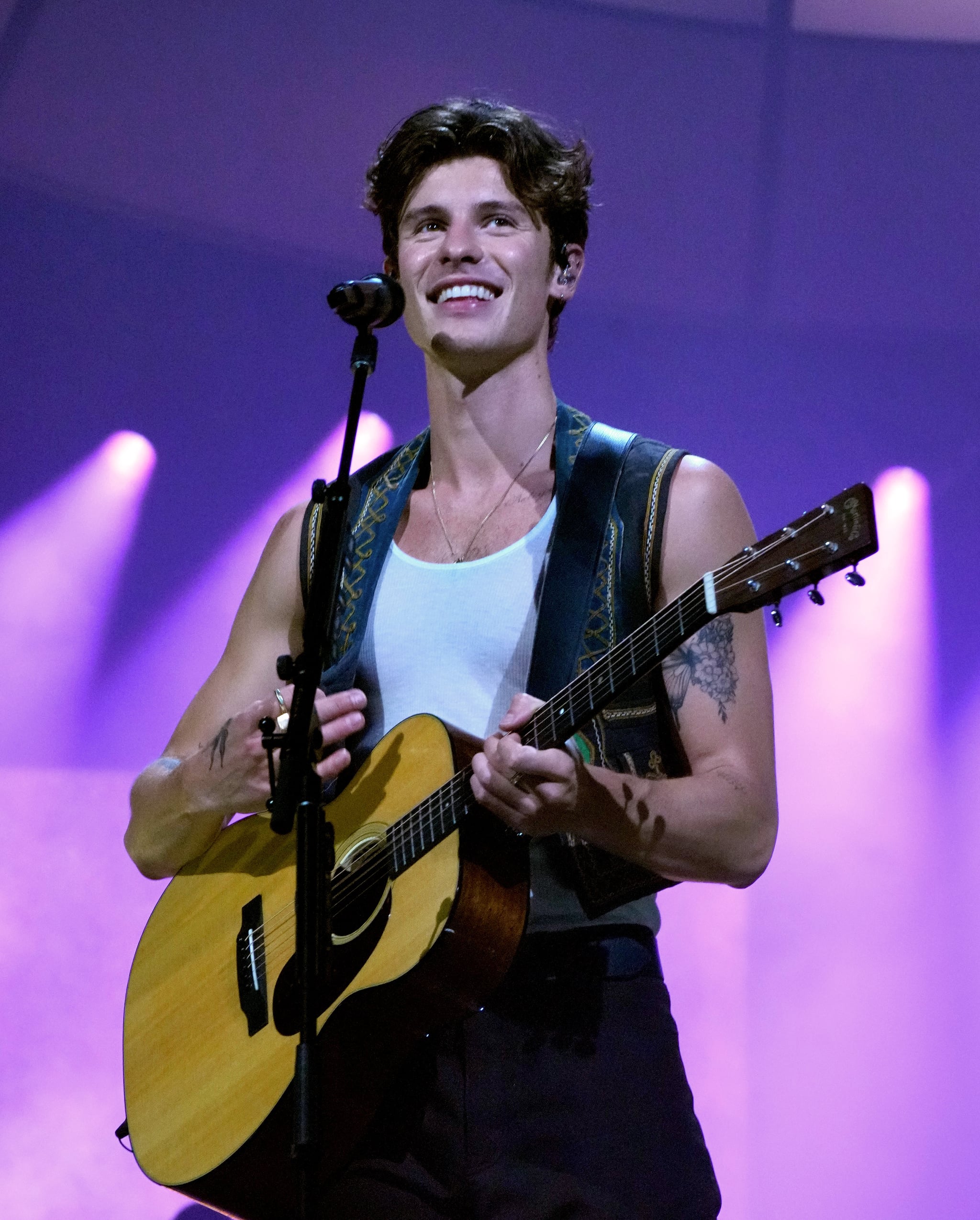 PORTLAND, OREGON - JUNE 27: Shawn Mendes performs onstage during the opening night of Shawn Mendes Wonder: The World Tour at Moda Centre on June 27, 2022 in Portland, Oregon. (Photo by Kevin Mazur/Getty Images  for Shawn Mendes)