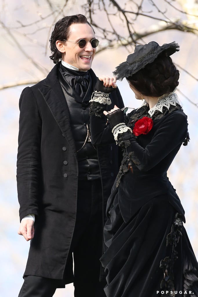 Tom Hiddleston and Jessica Chastain on Set