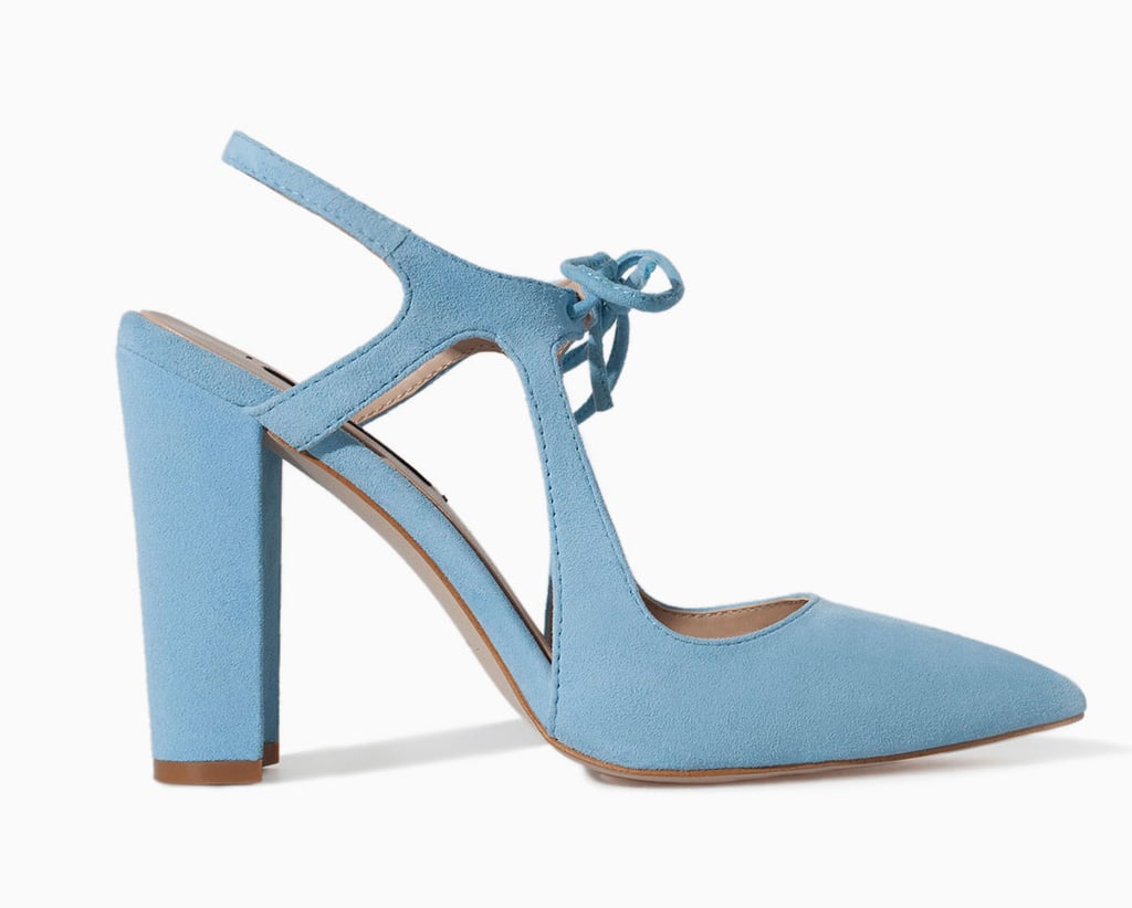 Zara light blue heel with bow ($100)