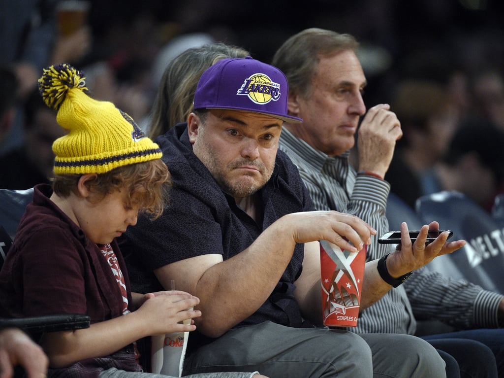 Jack Black and Son at LA Lakers Game March 2017