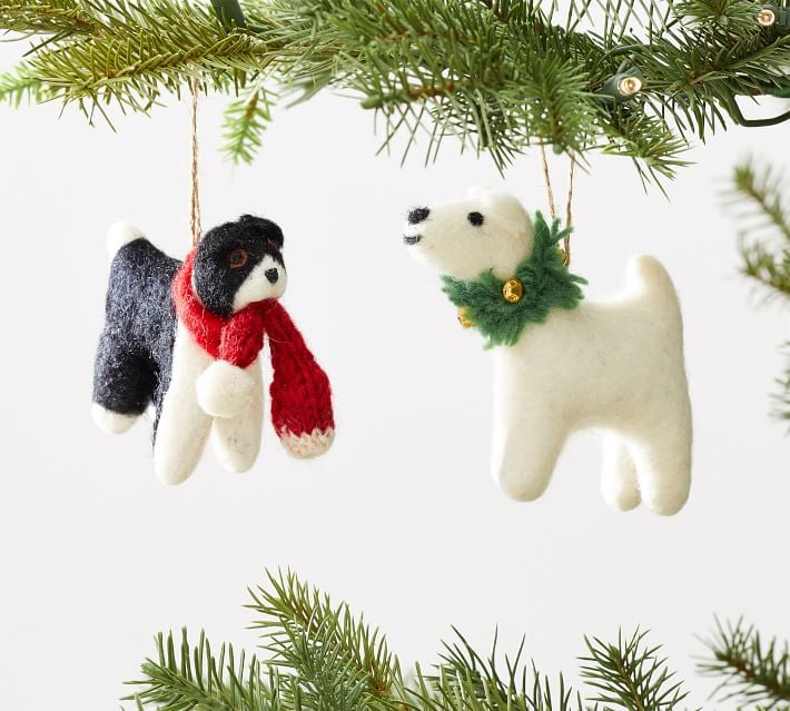 Felt Ornaments Mixed Set of 2 Dogs