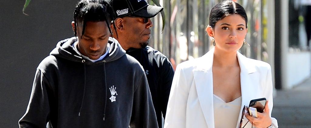 Kylie Jenner Slip Dress and Sneakers With Travis Scott