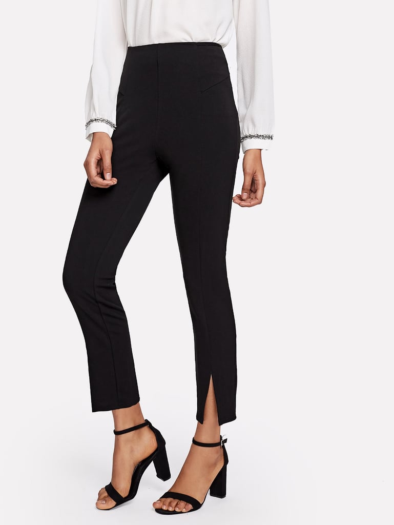split hem black pants