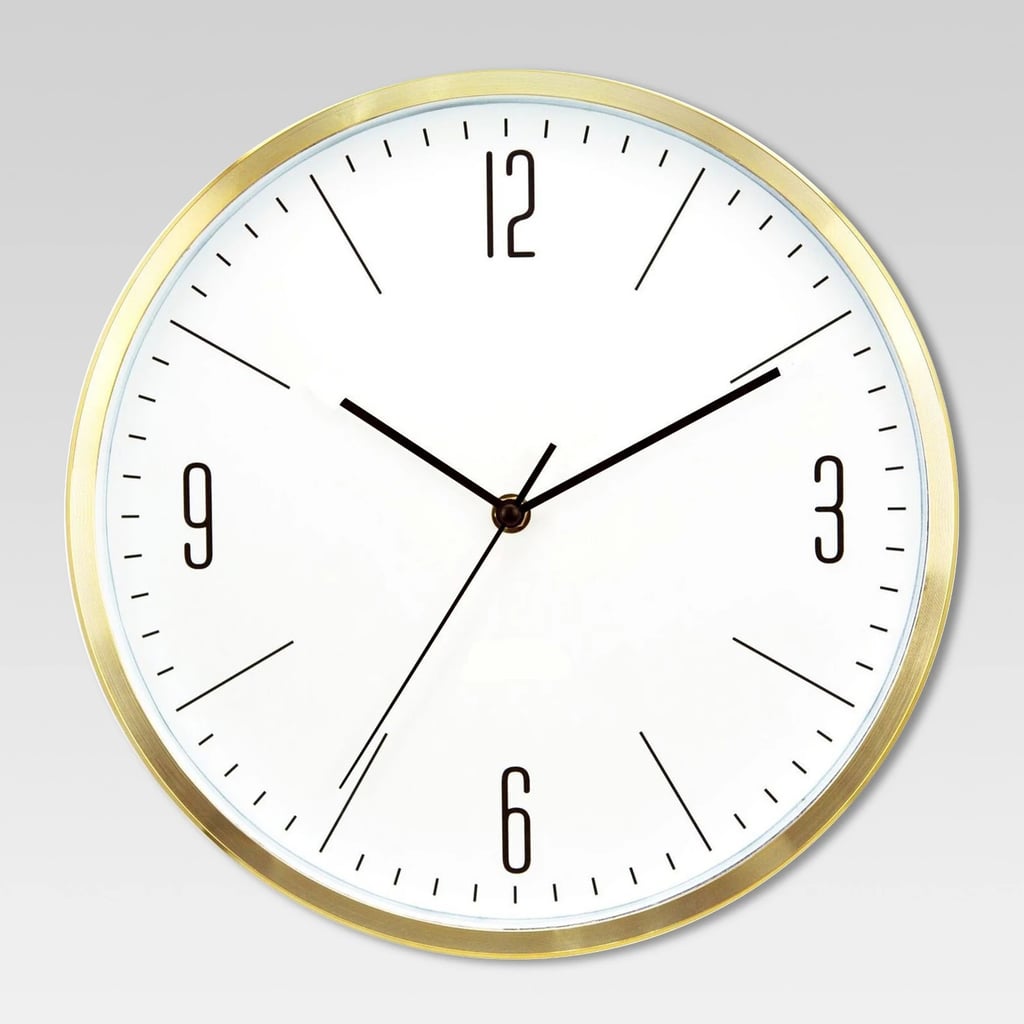 Round Wall Clock in White/Brass